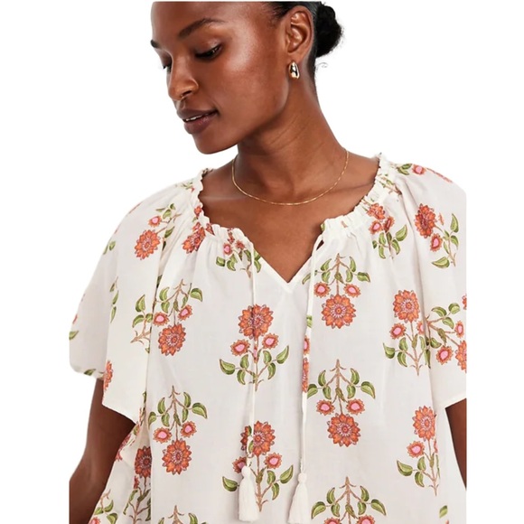 Old Navy Tops - Old Navy White Floral Off-Shoulder Tassel  Flowy Top - Size Large
